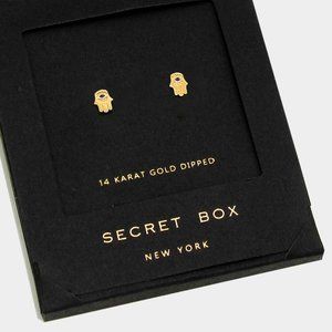 14K gold dipped hamsa stud earrings with secret box